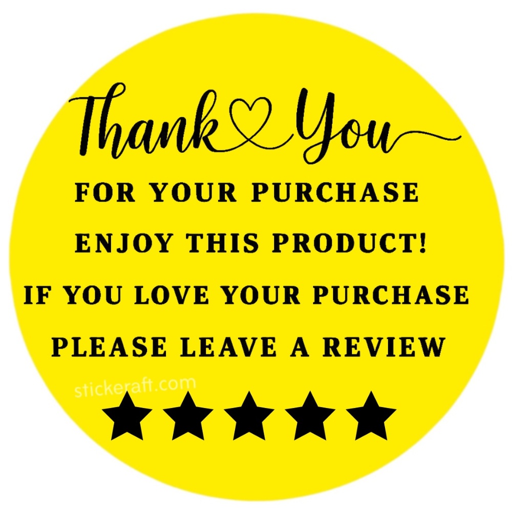 Thank You for Purchase Stickers β 2 Inch, 5 Star Review Labels β 100 PCS NEW - Picture 5 of 15